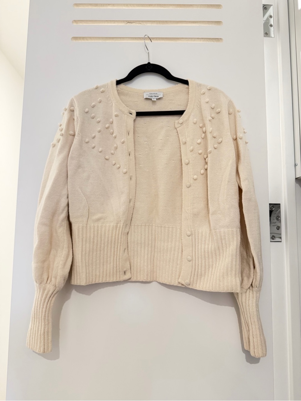& Other Stories Cream Pom-Pom Knit Cardigan